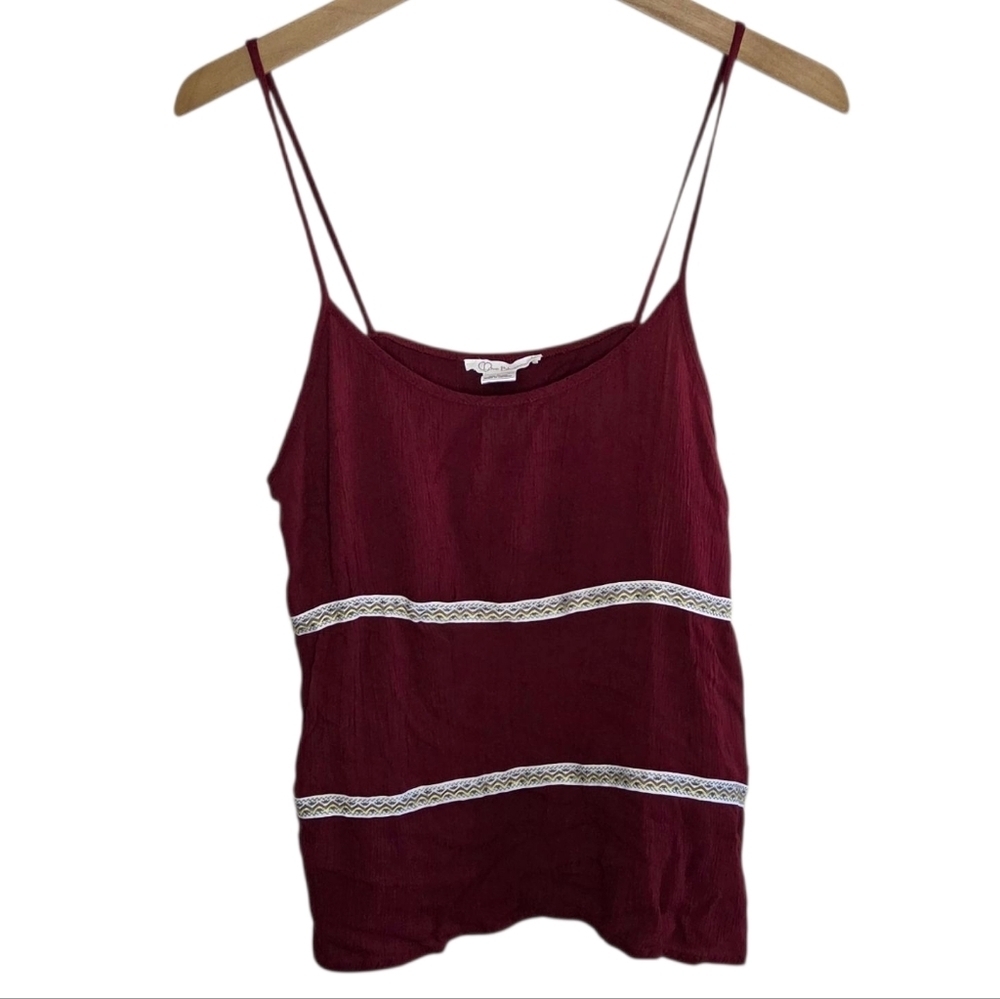 Love Blossom Burgundy Cami Tank with Ribbon Trim Size Large